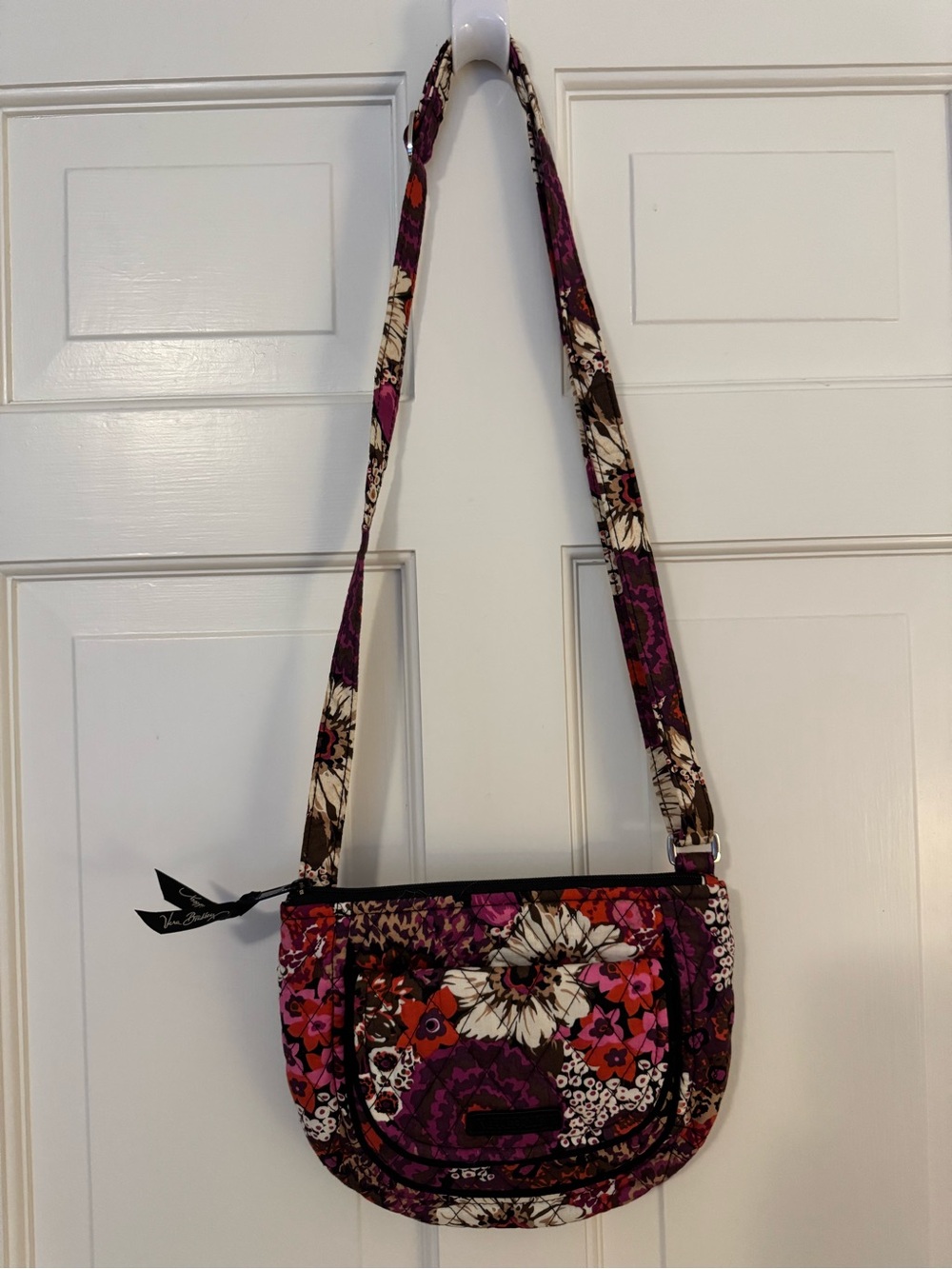 Vera Bradley Floral Crossbody Bag in Black, Purple and Pink